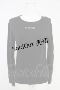 PINK HOUSE / ロゴプリントカットソー L 黒Ｘ白 T-25-10-30-020-LO-TO-SA-ZI