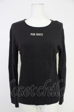 画像1: PINK HOUSE / ロゴプリントカットソー L 黒X白 T-25-10-30-020-LO-TO-SA-ZT