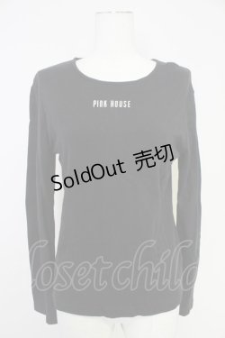 画像1: PINK HOUSE / ロゴプリントカットソー L 黒Ｘ白 T-25-10-30-020-LO-TO-SA-ZI