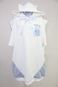NOEMIE / ねこ耳配色オープンショルダージャージ  白Ｘサックス T-25-10-30-021-LO-TO-SA-ZT