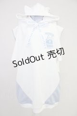 NOEMIE / ねこ耳配色オープンショルダージャージ  白Ｘサックス T-25-10-30-021-LO-TO-SA-ZI