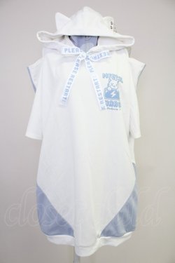 画像1: NOEMIE / ねこ耳配色オープンショルダージャージ  白Xサックス T-25-10-30-021-LO-TO-SA-ZT