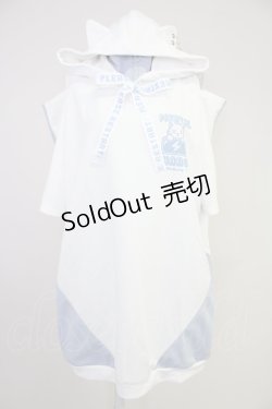 画像1: NOEMIE / ねこ耳配色オープンショルダージャージ  白Ｘサックス T-25-10-30-021-LO-TO-SA-ZI