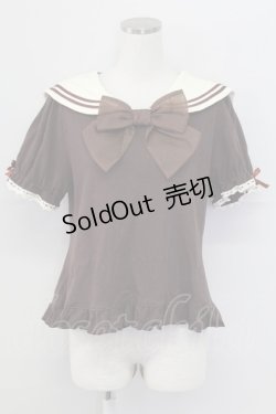 画像1: Lovely MAM MAXICIMAM / ブリーシュクレボンボンうさちゃんのセーラーカットソー  ブラウン T-25-11-06-028-LO-TO-SA-ZT
