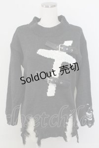 Jamie エーエヌケー / クロスモチーフダメージニット M ブラック T-25-11-06-030-LO-TO-SA-ZI
