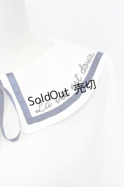 画像4: Rydia / 襟刺繍セーラー半袖ブラウス  白Ｘネイビー T-25-11-06-004-PU-BL-SA-ZI