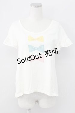 画像1: Emily Temple cute / 3つリボンプリント半袖カットソー  アイボリー T-25-11-06-005-ET-TO-SA-ZT