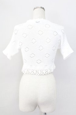 画像2: MILK / ハートボタン半袖ニットボレロ  白Ｘブラウン T-25-11-06-001-ML-TO-SA-ZT