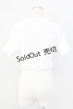 画像2: MILK / ハートボタン半袖ニットボレロ  白Ｘブラウン T-25-11-06-001-ML-TO-SA-ZI