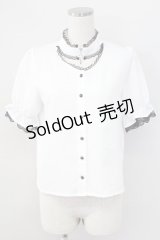 MA*RS / クロスZIP半袖ブラウス  白Ｘ黒 T-25-11-06-007-EL-BL-SA-ZT