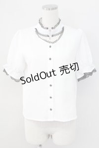 MA*RS / クロスZIP半袖ブラウス  白Ｘ黒 T-25-11-06-007-EL-BL-SA-ZT