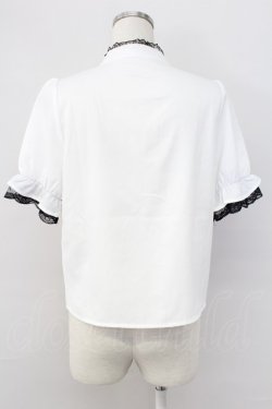 画像2: MA*RS / クロスZIP半袖ブラウス  白Ｘ黒 T-25-11-06-007-EL-BL-SA-ZT