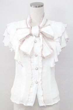 画像1: Rojita / 2Wayラッフルルシアーブラウス  白Ｘピンク T-25-11-06-008-LO-BL-SA-ZT