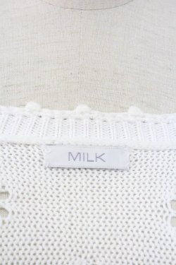 画像4: MILK / ハートボタン半袖ニットボレロ  白Ｘブラウン T-25-11-06-001-ML-TO-SA-ZT