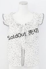 Emily Temple cute / スターシフォンノースリーブオーバーブラウス  アイボリーＸ黒 T-25-11-06-013-ET-BL-SA-ZI