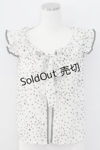 Emily Temple cute / スターシフォンノースリーブオーバーブラウス  アイボリーＸ黒 T-25-11-06-013-ET-BL-SA-ZI