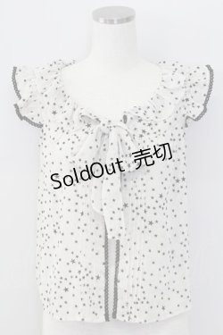 画像1: Emily Temple cute / スターシフォンノースリーブオーバーブラウス  アイボリーＸ黒 T-25-11-06-013-ET-BL-SA-ZI