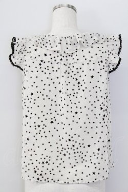 画像2: Emily Temple cute / スターシフォンノースリーブオーバーブラウス  アイボリーＸ黒 T-25-11-06-013-ET-BL-SA-ZT