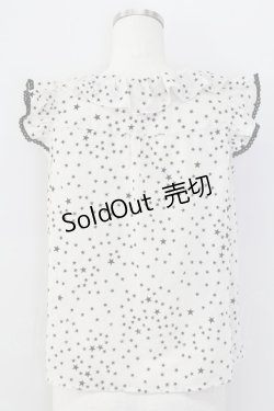 画像2: Emily Temple cute / スターシフォンノースリーブオーバーブラウス  アイボリーＸ黒 T-25-11-06-013-ET-BL-SA-ZI