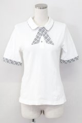 F i.n.t / チェックタイ付きポロシャツ  白Ｘグレー T-25-11-06-002-CA-BL-SA-ZI