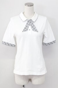 F i.n.t / チェックタイ付きポロシャツ  白Ｘグレー T-25-11-06-002-CA-BL-SA-ZI