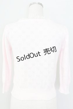 画像2: Emily Temple cute / リボン透かし編み七分袖ニットカーディガン  ピンク T-25-11-06-014-ET-TO-SA-ZT