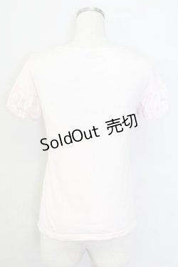 画像2: Emily Temple cute / ダブルリボンドットチュール半袖カットソー  ピンクＸアイボリー T-25-11-06-015-ET-TO-SA-ZT