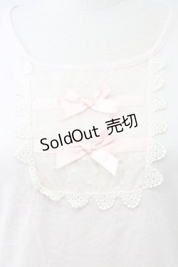 画像4: Emily Temple cute / ダブルリボンドットチュール半袖カットソー  ピンクＸアイボリー T-25-11-06-015-ET-TO-SA-ZT
