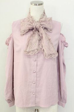 画像1: MA*RS / レースリボンタイオフショルダーブラウス  ピンク T-25-11-06-018-EL-BL-SA-ZT