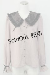 Rojita / リボン付き配色レース衿長袖ブラウス  ピンク T-25-11-06-020-LO-BL-SA-ZI