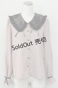 Rojita / リボン付き配色レース衿長袖ブラウス  ピンク T-25-11-06-020-LO-BL-SA-ZI