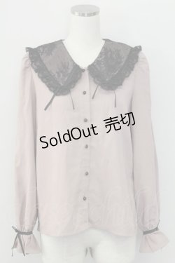 画像1: Rojita / リボン付き配色レース衿長袖ブラウス  ピンク T-25-11-06-020-LO-BL-SA-ZI