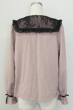 画像2: Rojita / リボン付き配色レース衿長袖ブラウス  ピンク T-25-11-06-020-LO-BL-SA-ZT