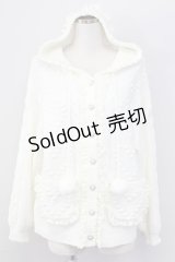 Secret Honey / ハートパールボタンフードニットカーディガン  白 T-25-11-06-022-CA-TO-SA-ZT