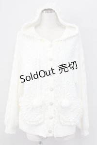 Secret Honey / ハートパールボタンフードニットカーディガン  白 T-25-11-06-022-CA-TO-SA-ZT