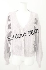 axes femme POETIQUE / ベロアリボンニットカーディガン M グレージュ T-25-11-09-023-AX-TO-SA-ZT509