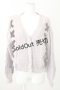 axes femme POETIQUE / ベロアリボンニットカーディガン M グレージュ T-25-11-09-023-AX-TO-SA-ZT509