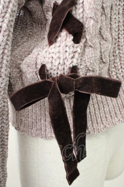 画像3: axes femme POETIQUE / ベロアリボンニットカーディガン M グレージュ T-25-11-09-023-AX-TO-SA-ZT