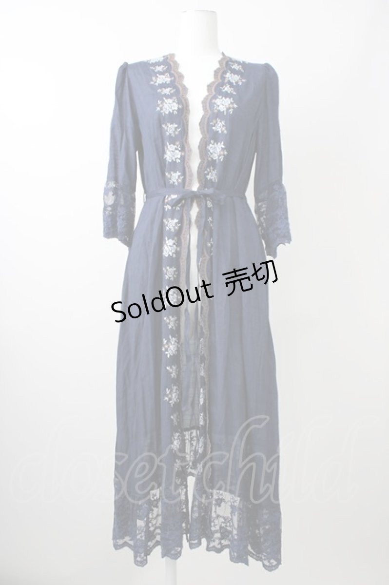 画像1: 【SALE】axes femme / カラー刺繍入りロングカーディガン M コン T-25-11-09-024-AX-TO-SA-ZT509 (1)