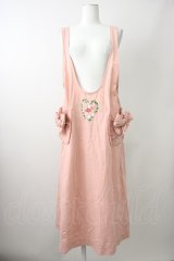 PINK HOUSE / ローズハートリース刺繍タブリエ  ピンク T-25-11-09-025-LO-OP-SA-ZT509
