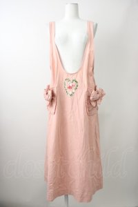 PINK HOUSE / ローズハートリース刺繍タブリエ  ピンク T-25-11-09-025-LO-OP-SA-ZT509