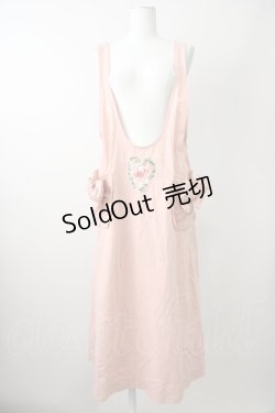 画像1: 【SALE】PINK HOUSE / ローズハートリース刺繍タブリエ  ピンク T-25-11-09-025-LO-OP-SA-ZT509