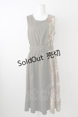 画像1: 【SALE】axes femme / パッチワークノースリワンピ M カーキ T-25-11-09-028-AX-OP-SA-ZT357