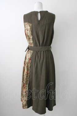 画像2: axes femme / パッチワークノースリワンピ M カーキ T-25-11-09-028-AX-OP-SA-ZT