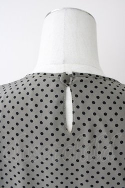 画像3: INGEBORG / フロントリボン半袖ドットワンピース  グレーＸ黒 T-25-11-09-029-LO-OP-SA-ZT