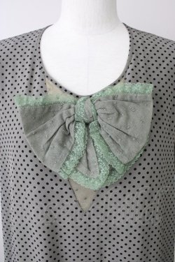 画像4: INGEBORG / フロントリボン半袖ドットワンピース  グレーＸ黒 T-25-11-09-029-LO-OP-SA-ZT