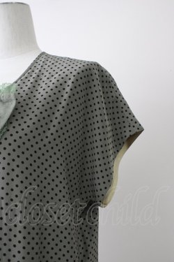 画像6: INGEBORG / フロントリボン半袖ドットワンピース  グレーＸ黒 T-25-11-09-029-LO-OP-SA-ZT