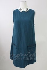 axes femme / 襟ビジューノースリーブワンピース M グリーン T-25-11-09-004-AX-OP-SA-ZT505