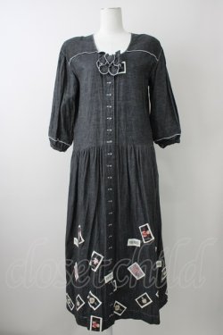 画像1: PINK HOUSE / ワッペンデニムワンピース  黒デニム T-25-11-09-032-LO-OP-SA-ZT