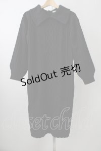 axes femme / 襟デザインニットワンピース  黒 T-25-11-09-033-AX-OP-SA-ZT423